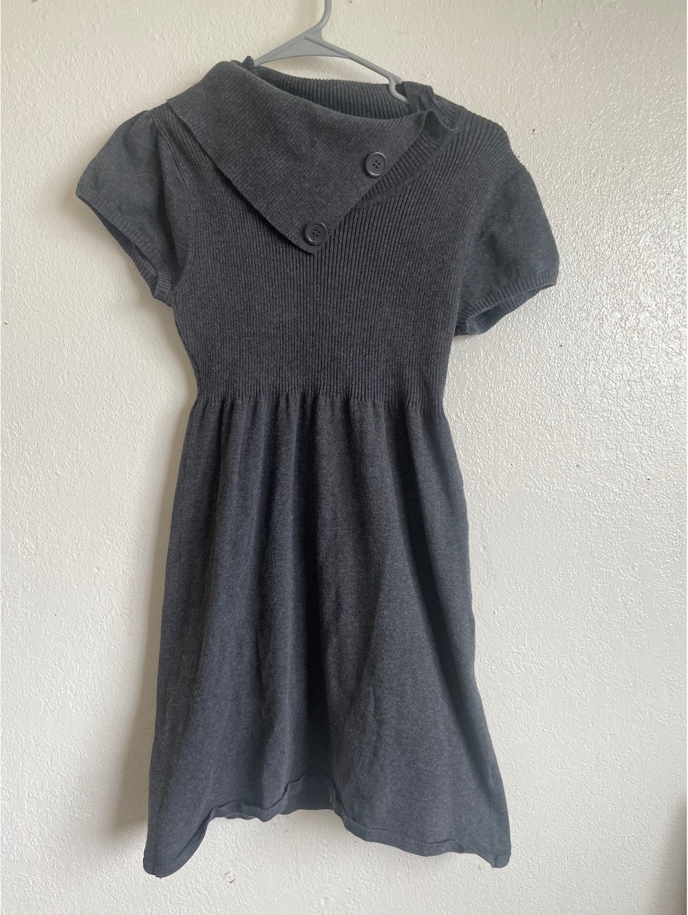Takeout y2k indie sleeze knit dark academia mini gray ribbed sweater dress xs s